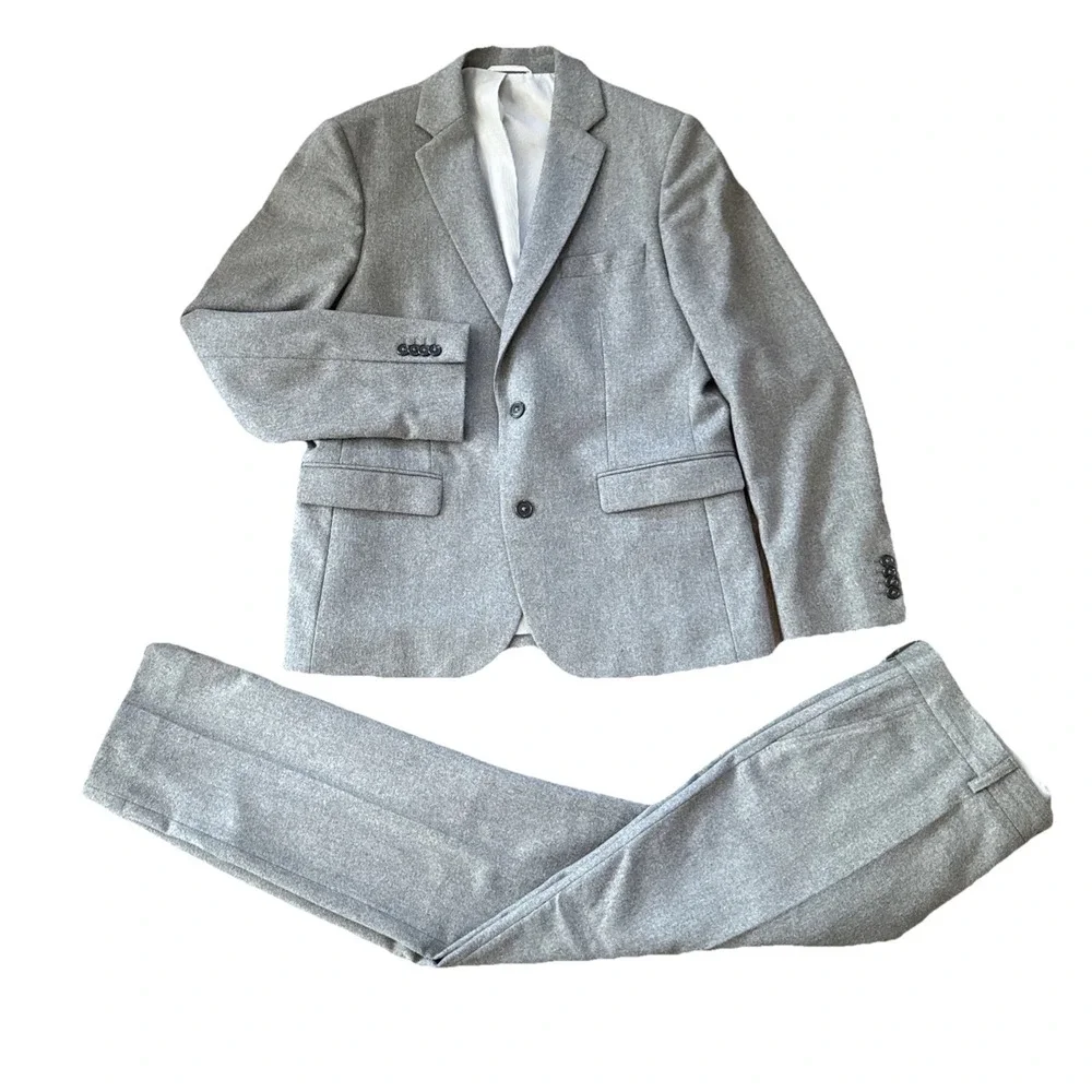 Wills Huckberry Stretch Wool Suit Men 40 Short 33x31 Gray Heather Two Piece